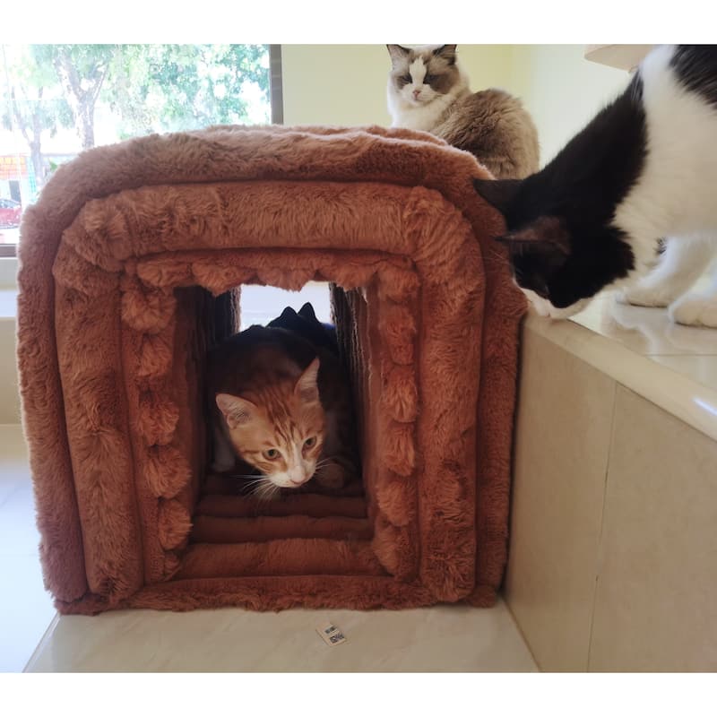 Pet Supplies Ottoman Storage Bench Corduroy Bench Cat's Nest to Hide for the Living Room, Entryway and Bedroom