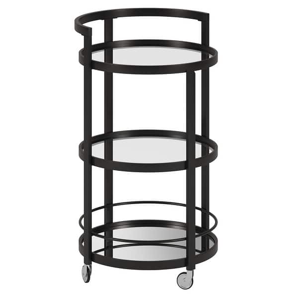 slide 2 of 7, Hause 21" Wide Round Bar Cart - 21" Wide Blackened Bronze