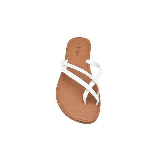 Chatties Ladies Fashion Sandals Smooth Pu Slip On Flats With Braids Overstock Chatties Ladies Fashion Sandals Smooth Pu Slip On Flats With Braids Overstock