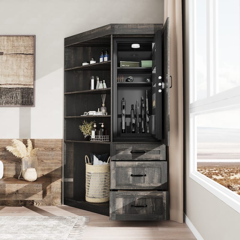 Large Gun Safe with Digital Lock Tall Storage Cabinet with Shelves, Multi-Option Secure Locker and Cupboard