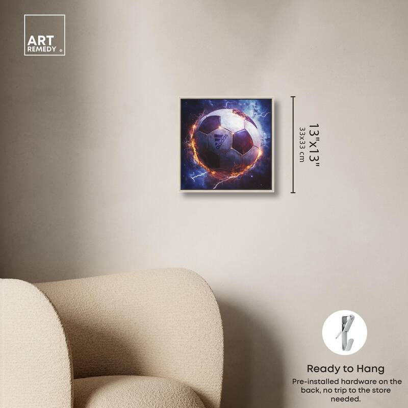 Electrify Soccer Ball Canvas by Art Remedy
