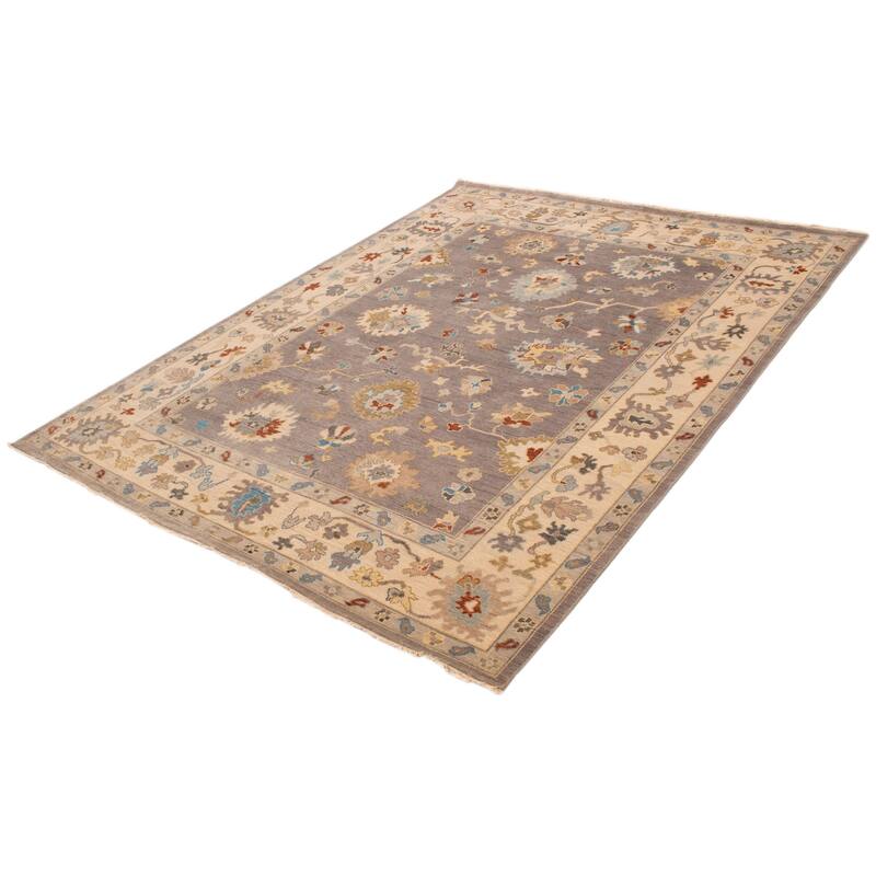 ECARPETGALLERY Hand-knotted Modern Oushak Dark Grey Wool Rug - 8'11 x 11'9