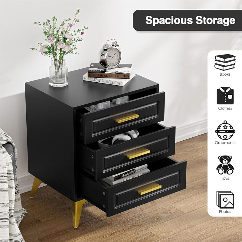 Nightstand with 3 Drawers