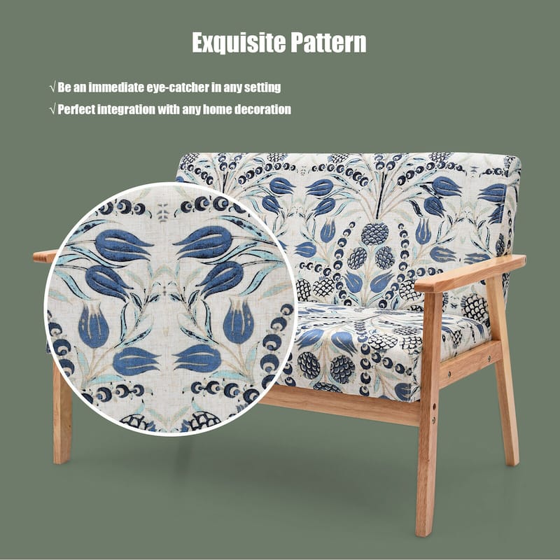 Gymax Modern Fabric Loveseat Sofa Couch Upholstered 2-Seat Wood - 45'' x 26.5'' x 32''