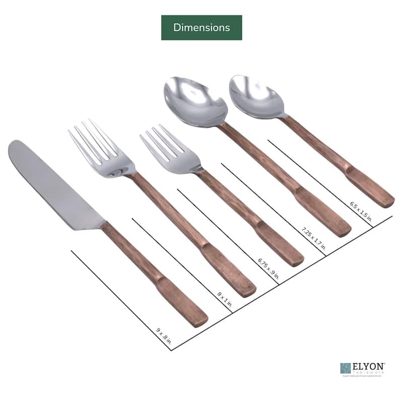 Elyon Carbery Reflective Copper 20 Piece Flatware Set Indian Artisan-Made Set Hand-Forged Stainless Steel Service for 4
