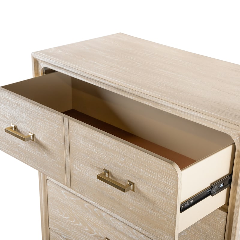 Furniture of America Drayden Transitional Solid Wood 5-Drawer Chest with Metal Legs
