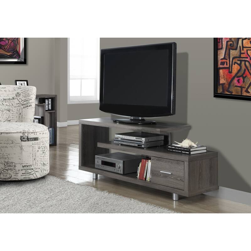 60 Inch TV Stand with Storage Cabinet, Art-Deco Design Entertainment Center, Three Spacious Shelves, Fits 80-89 inch TVs