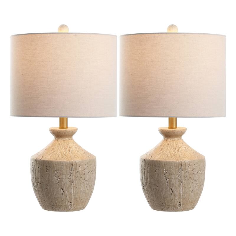 SAFAVIEH Lighting Delacey 21-Inch Resin Table Lamp (Set of 2) - 12"W x 12"D x 21"H - Light Brown