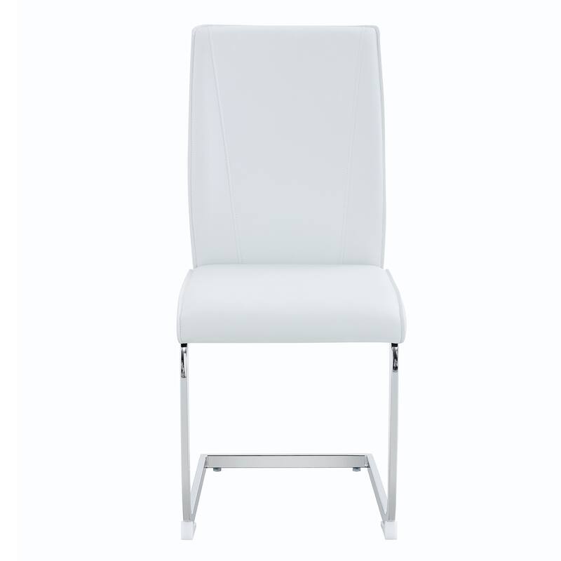 Set of 4 Dining Chair with Arched Metal Silver Leg
