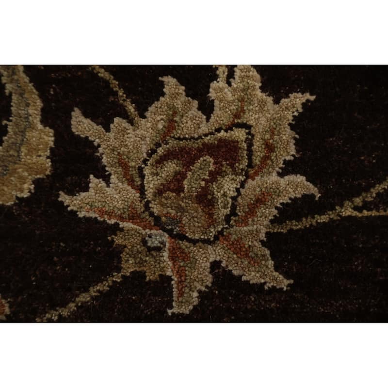 Hand Knotted Oriental 100% Wool Carpet Traditional Floral Brown Agra Area Rug - 12' 3'' X 9' 2''