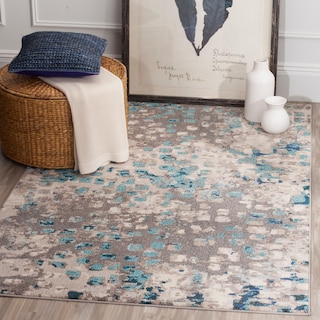 SAFAVIEH Monaco Shiloh Boho Abstract Modern Watercolor Area Rug - Grey/Light Blue - 4' x 5' 7"