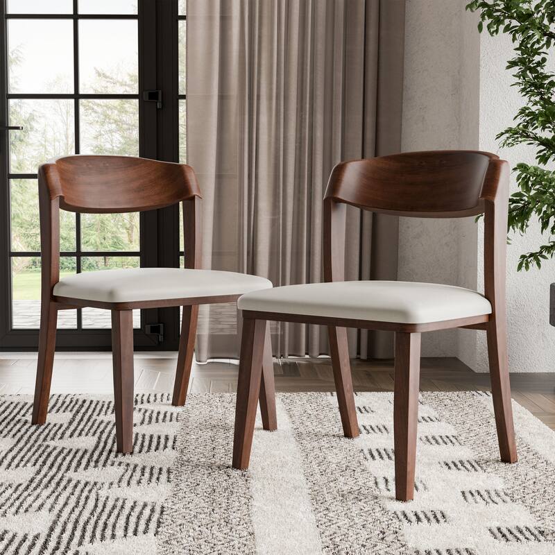 Furniture of America Abigail IV Mid-century Modern Handcrafted Solid Hardwood Side Chair (Set of 2) - Rich Walnut