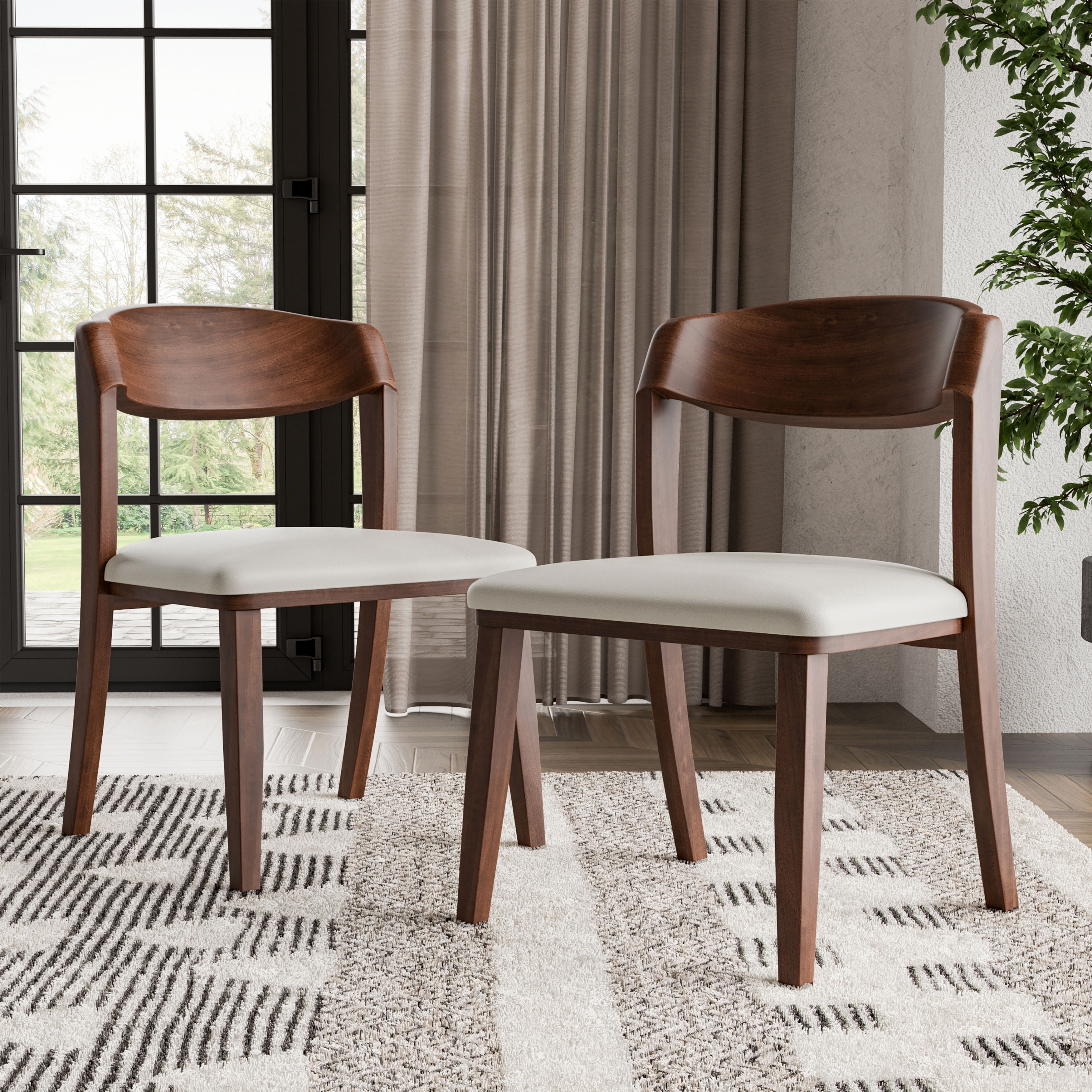 Furniture of America Abigail IV Mid-century Modern Handcrafted Solid Wood Dining Chairs (Set of 2)