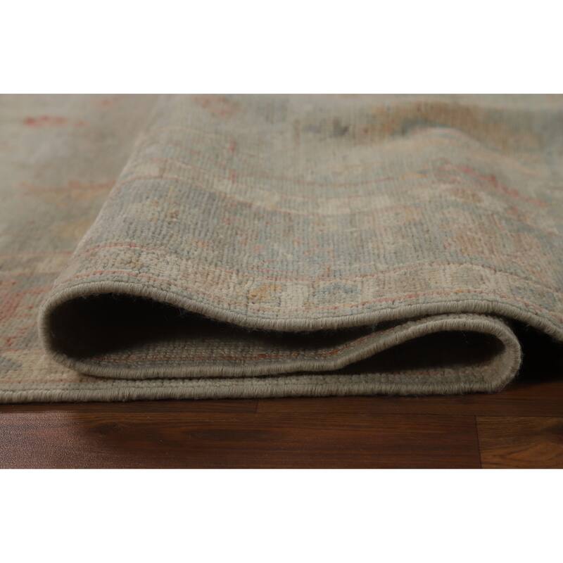 Transitional Blue Oushak Turkish Rug Hand-Knotted Wool Carpet - 5'1"x 8'0"
