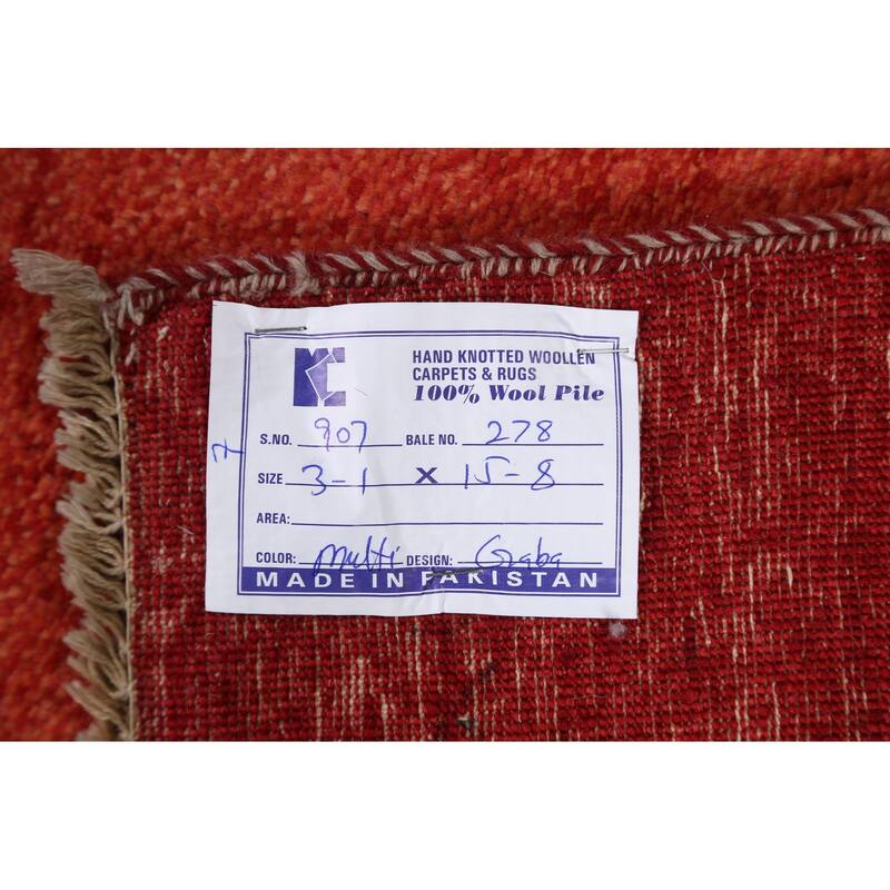 Striped Contemporary Oriental Gabbeh Kashkoli Wool Runner Rug Handmade - 3'1" x 15'7"