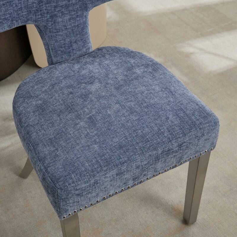Mid Century Modern Chenille Dining Chairs Set of 2
