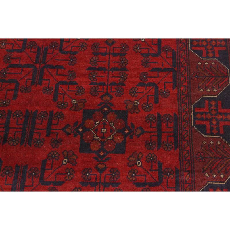 Rustic Biljik Khal Mohammadi Elsie Red/Black Rug - 4'3'' x 6'3''
