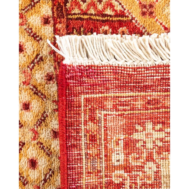 Overton Hand Knotted Wool Contemporary Oriental Orange Area Rug - 6' x 9'