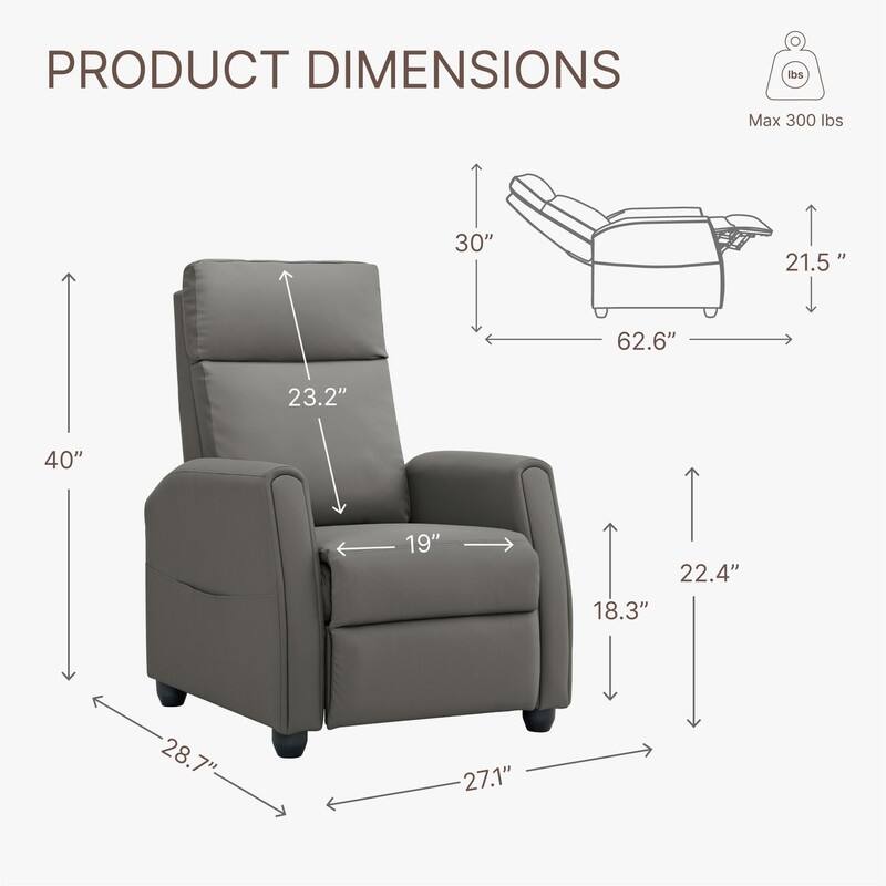 Andrea Recliner Chair with LED Lights, Heating & Massage