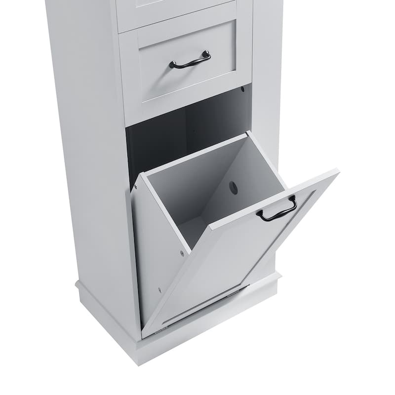 Modern Bath Storage Cabinet,Tilt Out Compartment,Adjustable Shelf 80LB