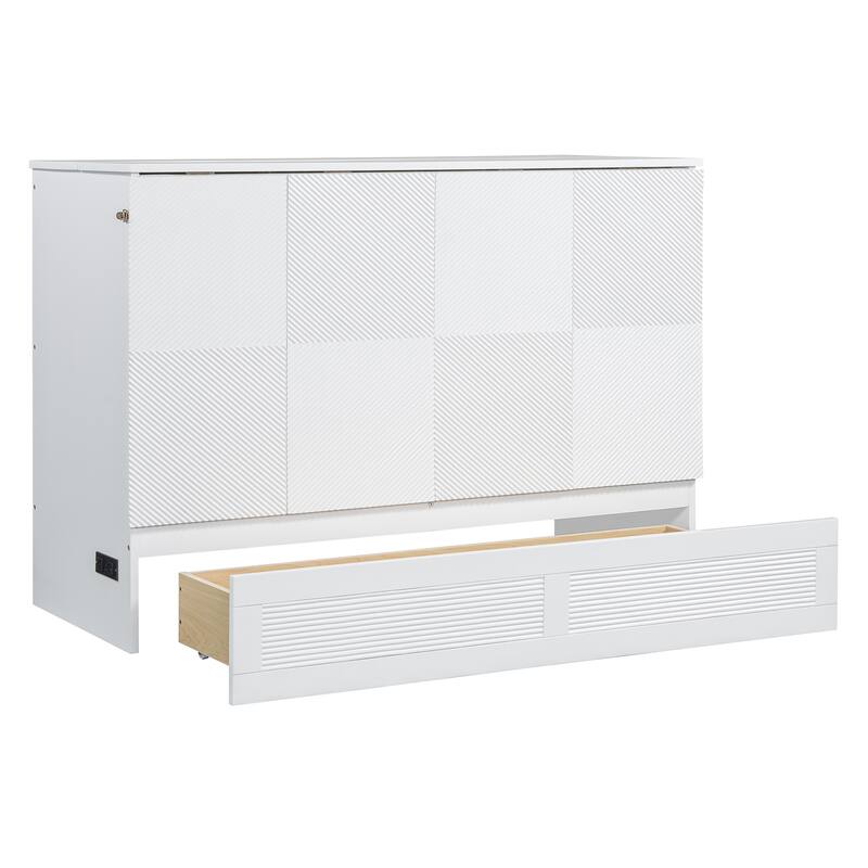 Full Size Murphy Bed with Storage Drawers, USB Ports, and Pulley Structure