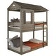 preview thumbnail 7 of 8, Rustic Twin Over Twin Bunk Bed with Built-in Ladder ,Guardrails