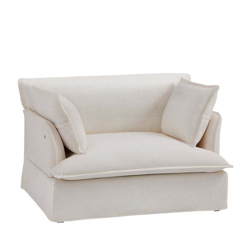 47.2" Oversized Single Sofa Chair Accent Chair with Charging Ports, Chenille Armchair Lounge Chair for Living Room Apartment