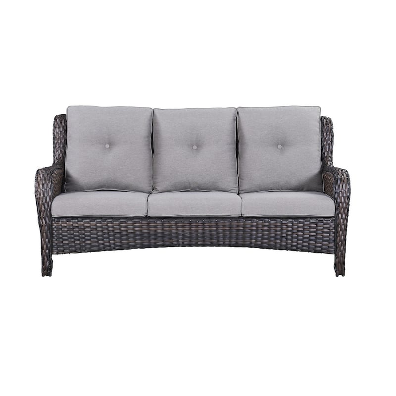 Gymojoy Outdoor Wicker Patio Sofa 3-Seat Rattan Sofa Furniture