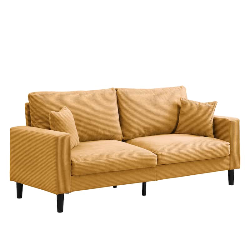 5-Seat Corduroy Sofa Set (3-Seater + 2-Seater) with High-Density Sponge Cushions & Sturdy Hardwood Frame