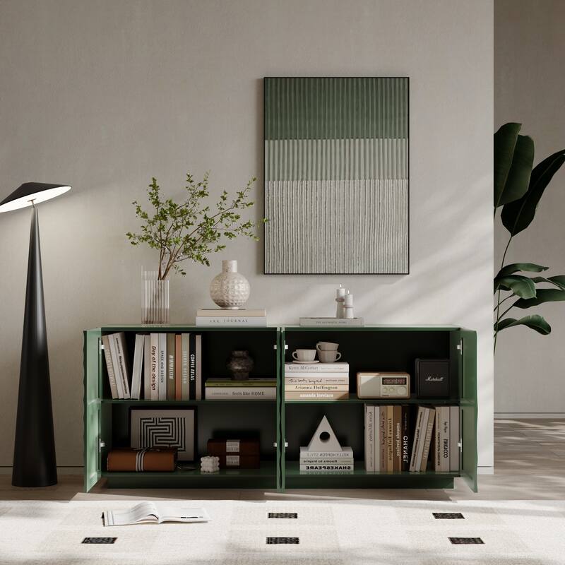 Stylish & Functional 4-Door Cabinet with Suspended Base