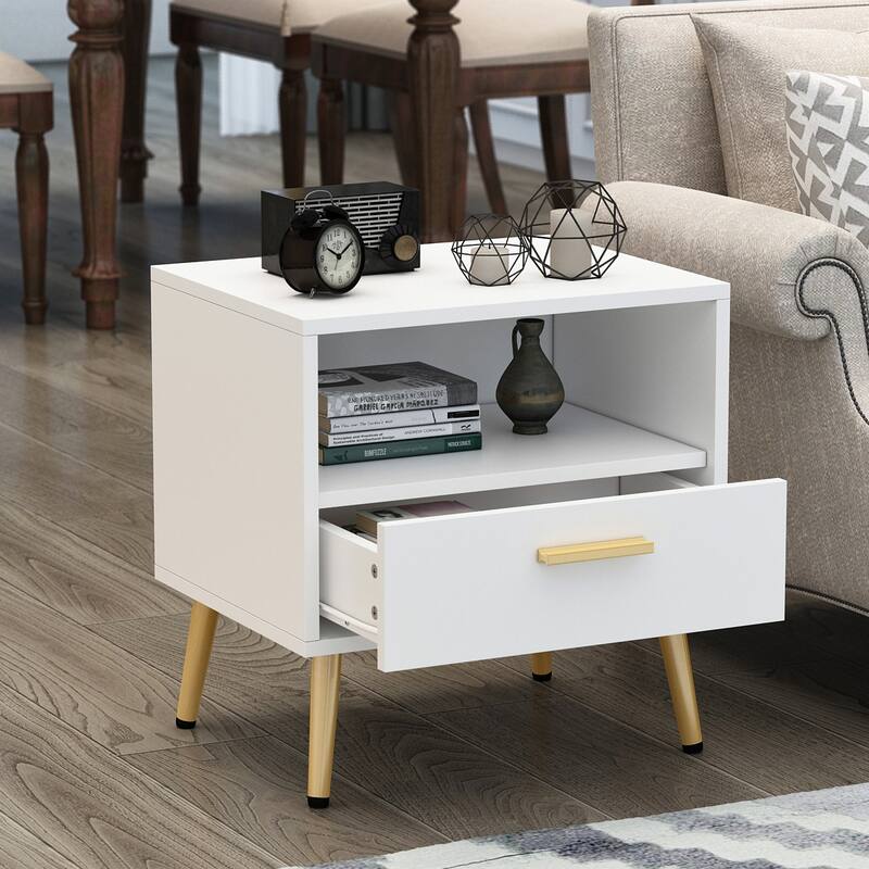 Timechee 20'' Tall 1 - Drawer Metal Legs Nightstand(One Piece)
