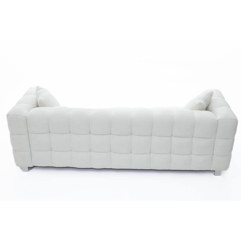 81" Grain Fleece Fabric Sofa with 2 Pillows