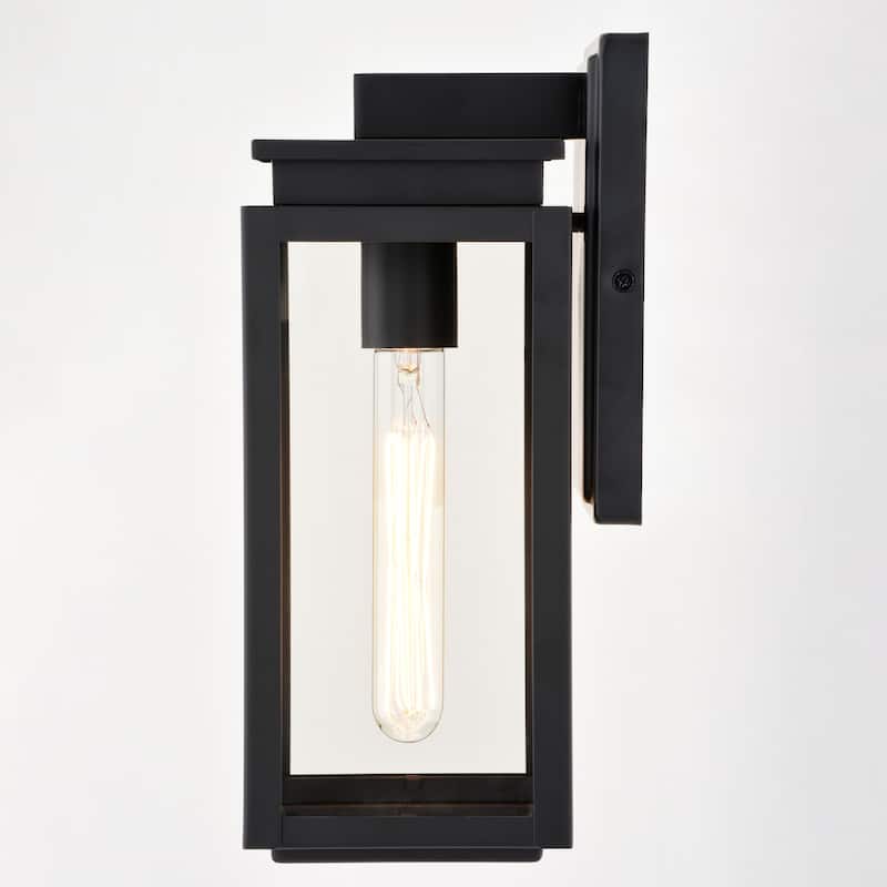 VAXCEL Uptown 1-Light Matte Black Transitional Outdoor Wall Sconce made of Durable Metal, Clear Glass Shade, LED Compatible