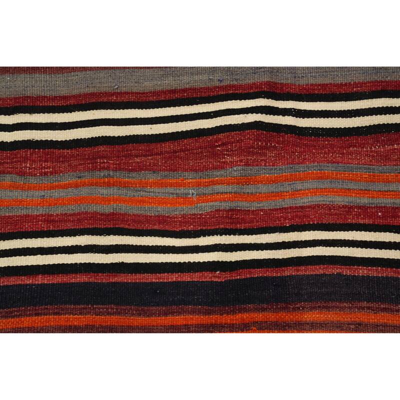 Hand Woven Oriental 100% Wool Carpet Southwestern Geometric Oranges & Rust Kilim Area Rug - 12' 8'' X 5' 3''