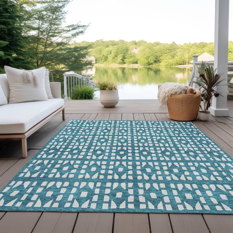 Machine Washable Indoor/ Outdoor Contemporary Imprints Chantille Rug