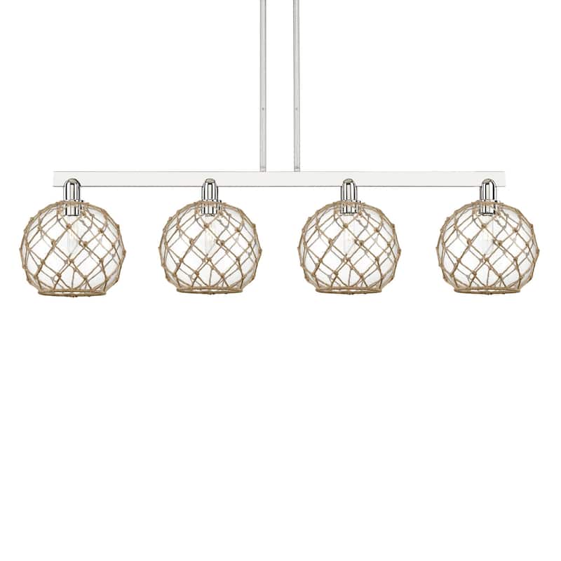 Innovations Lighting 716-4I-13-53 Farmhouse Rope Linear Farmhouse Rope - Polished Nickel / Clear with Brown Rope