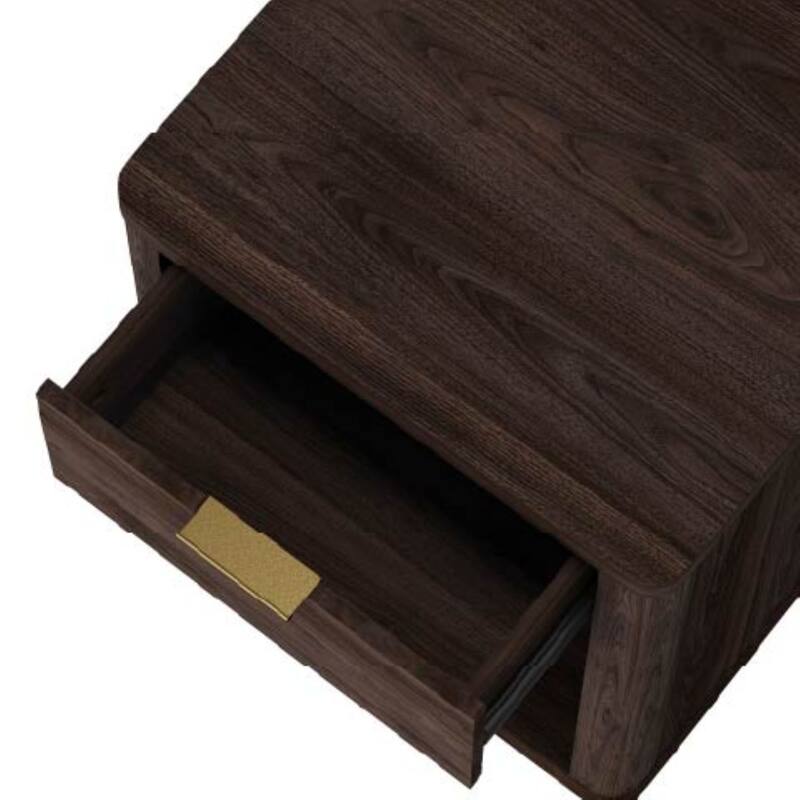 Brown 1-Drawer Nightstand with Open Shelf, Modern Style