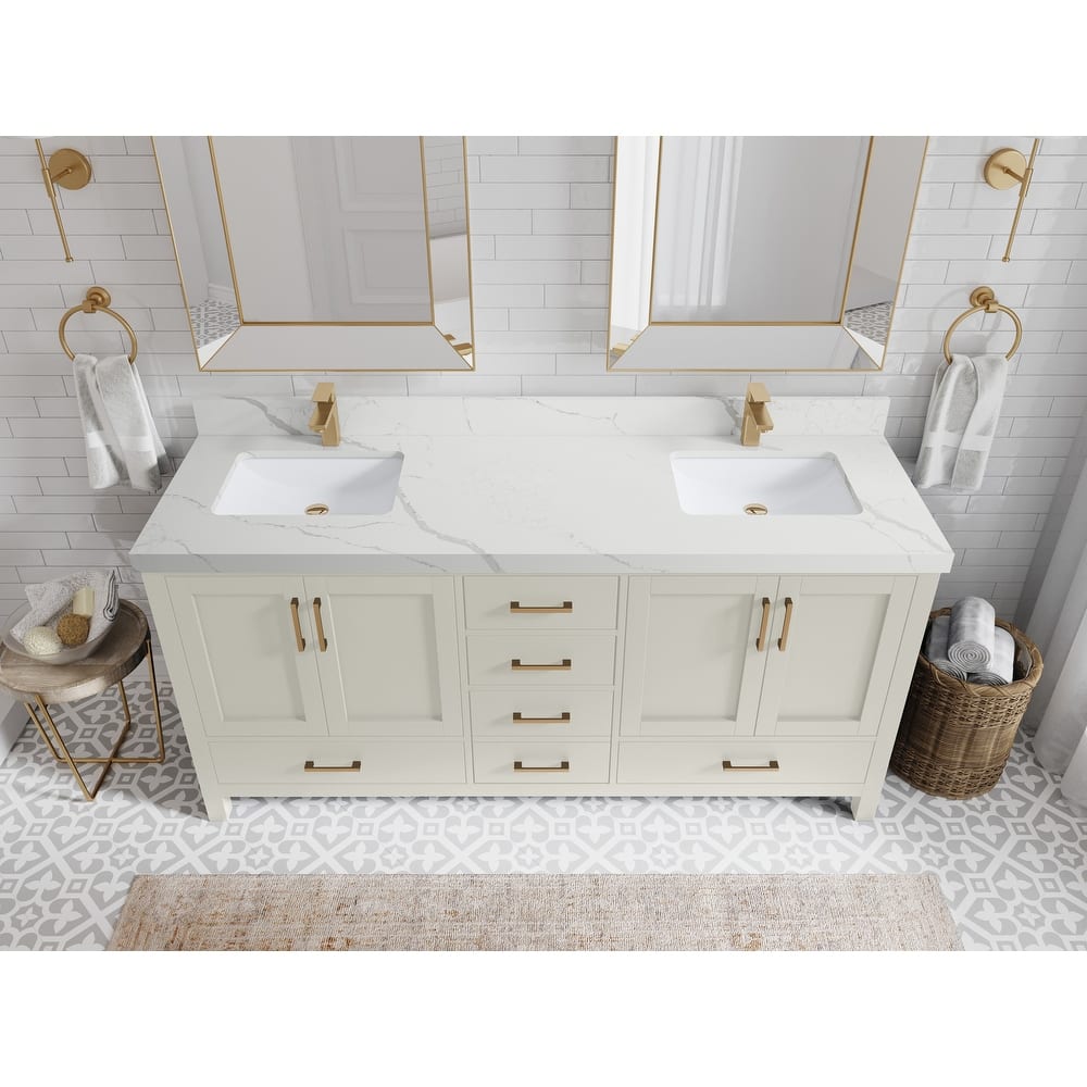 Willow Collection 72 in. W x 22 in. D Malibu Double Sink Bathroom Vanity with Countertop