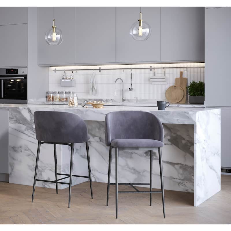 Silver Orchid Harding Velvet Counter Stool (Set of 2)