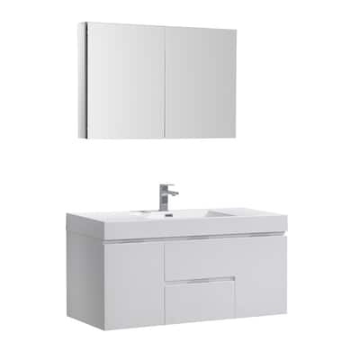Fresca Senza 48" Wall Mounted / Floating Single Vanity Set with Wood