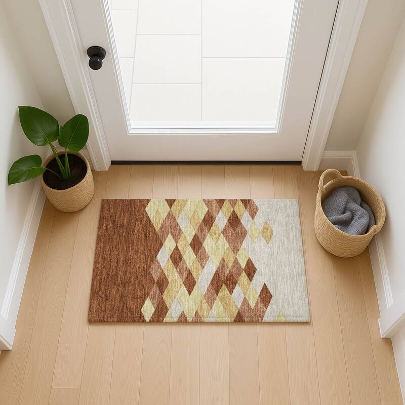Machine Washable Indoor/ Outdoor Modern Avo Chantille Rug