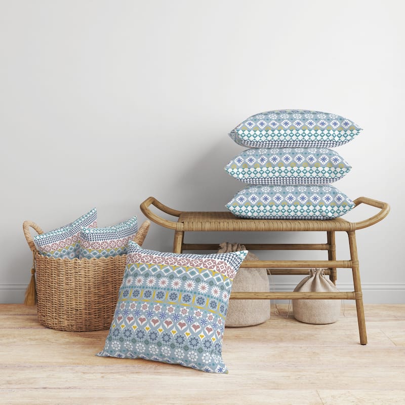 Shape Synergy Faux Suede Reversible Throw Pillow Light and Blue