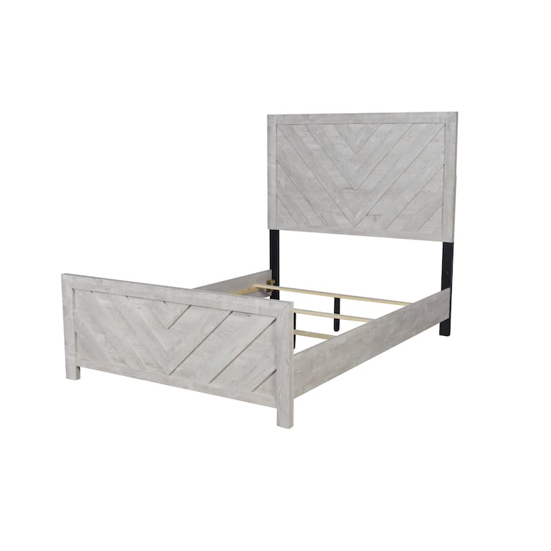 Modern Full Bed with Wood Frame and Sophisticated Headboard