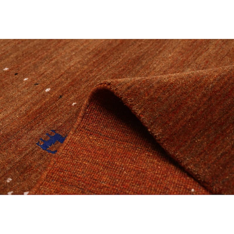 ECARPETGALLERY Hand Loomed Kashkuli Gabbeh Burnt Orange Wool Rug - 5'0 x 7'8