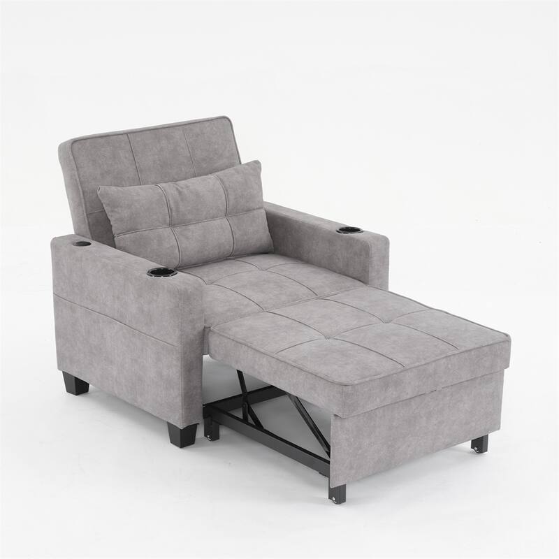 3-in-1 Pull Out Convertible Sleeper Chair w/ USB Ports,Wear Resistant