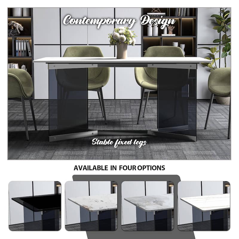 Oryn Rectangular Dining Table with Glass/Sintered Stone Top