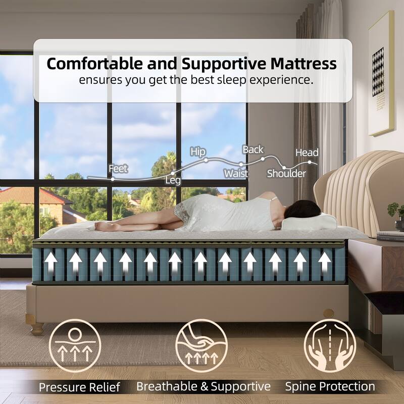 14" Pillow Top Medium Firm Hybrid Mattress In A Box