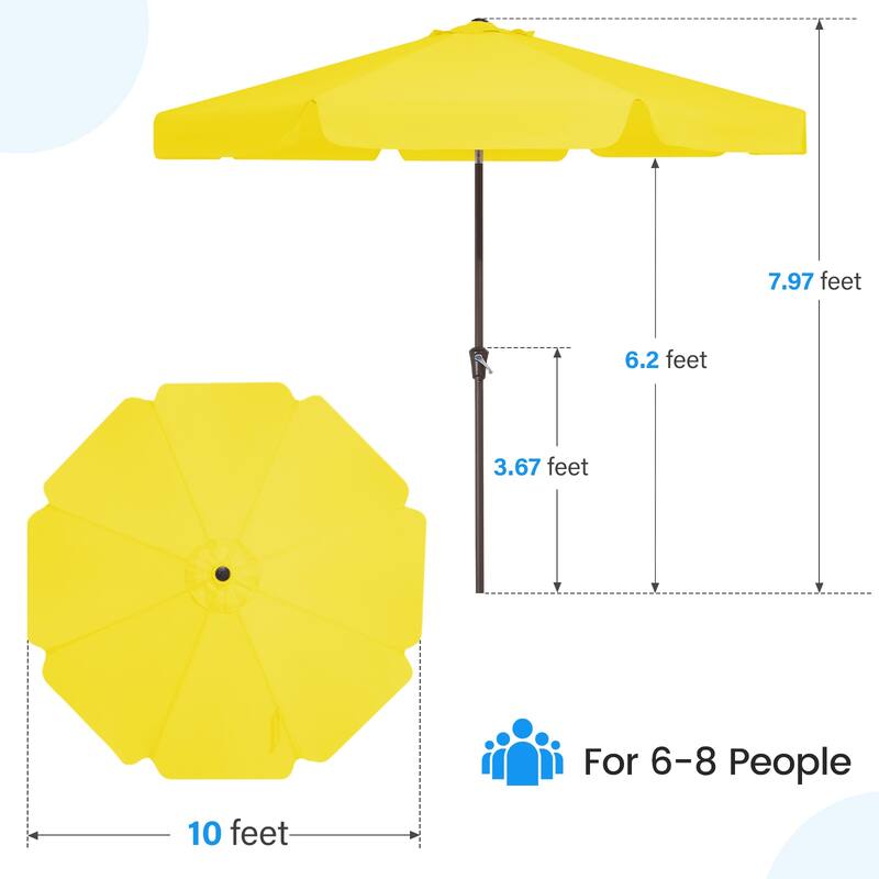 10ft Patio Market Umbrella with UV-Resistant and Sagging Edge Designed