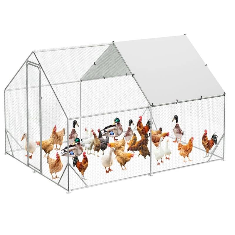 9.8 x 6.5 x 6.5FtGalvanized Steel Chicken PenWalk-in Poultry Cage - 9.8*13.1*6.6FT