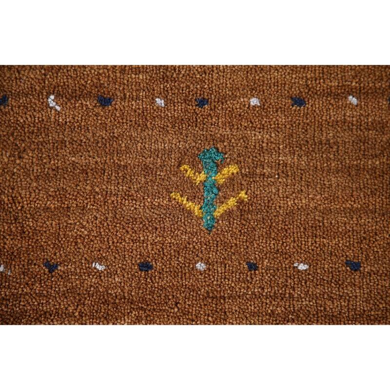 Brown Animals Tribal Gabbeh Oriental Area Rug Wool Carpet - 4'8"x 6'6"
